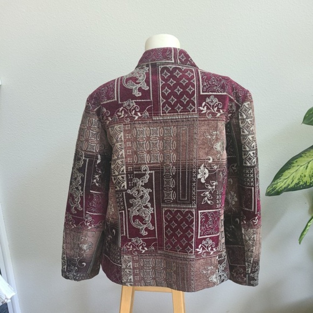 Dressbarn‎ Jacket Womens Plus 18/20 Red Floral Tapestry Long Sleeve Blazer - Picture 5 of 8